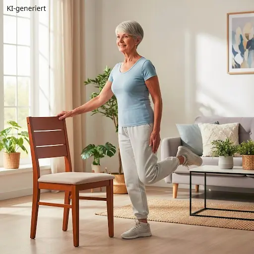 OTAGO Übungsprogramm - Dame steht neben einem Stuhl